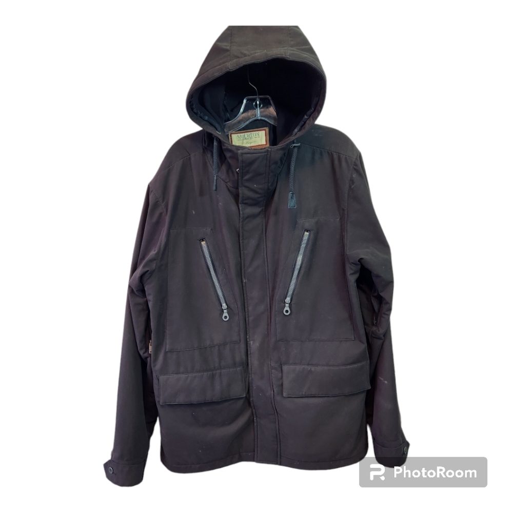 BURTON Mens Black Hooded,HEAVY, Full Zip, Fleece Lined, Warm, Jacket L